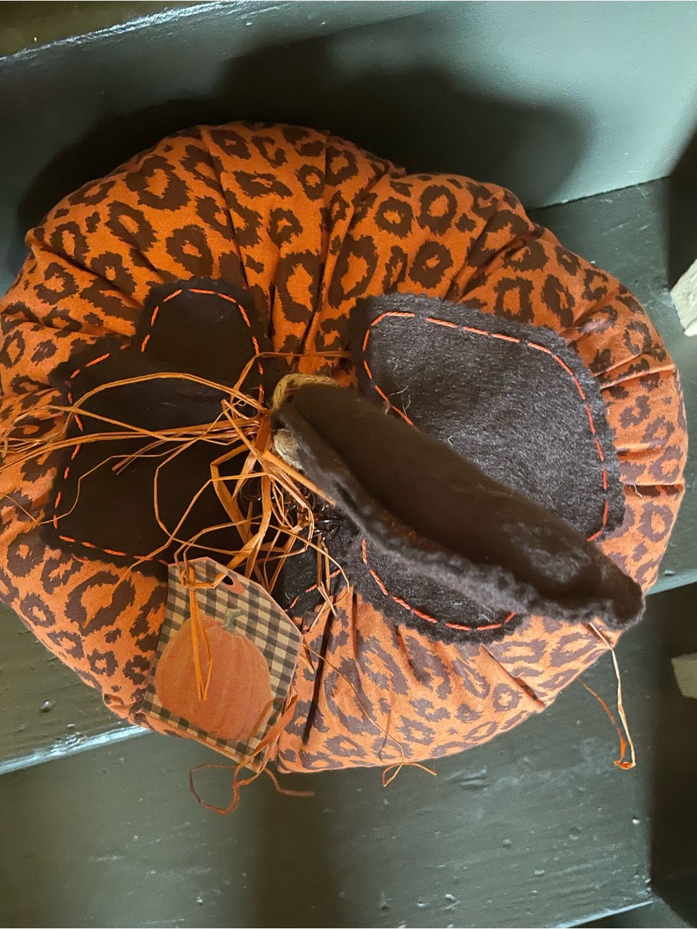 Orange Leopard Print Fabric Pumpkin Décor